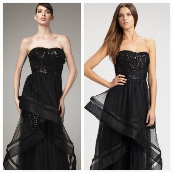 MONIQUE LHUILLIER SEQUINED TIERED TULLE SKIRT, SIZE 8 GRADUATION - Picture 2 of 10